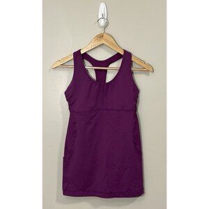 Lululemon Turbo Tank 2 in One Open Back Ruched Sz‎ 4, Purple.